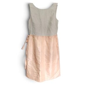 J.Crew Collection Linen Silk Mixed Media Dress Peach Tan Size 4